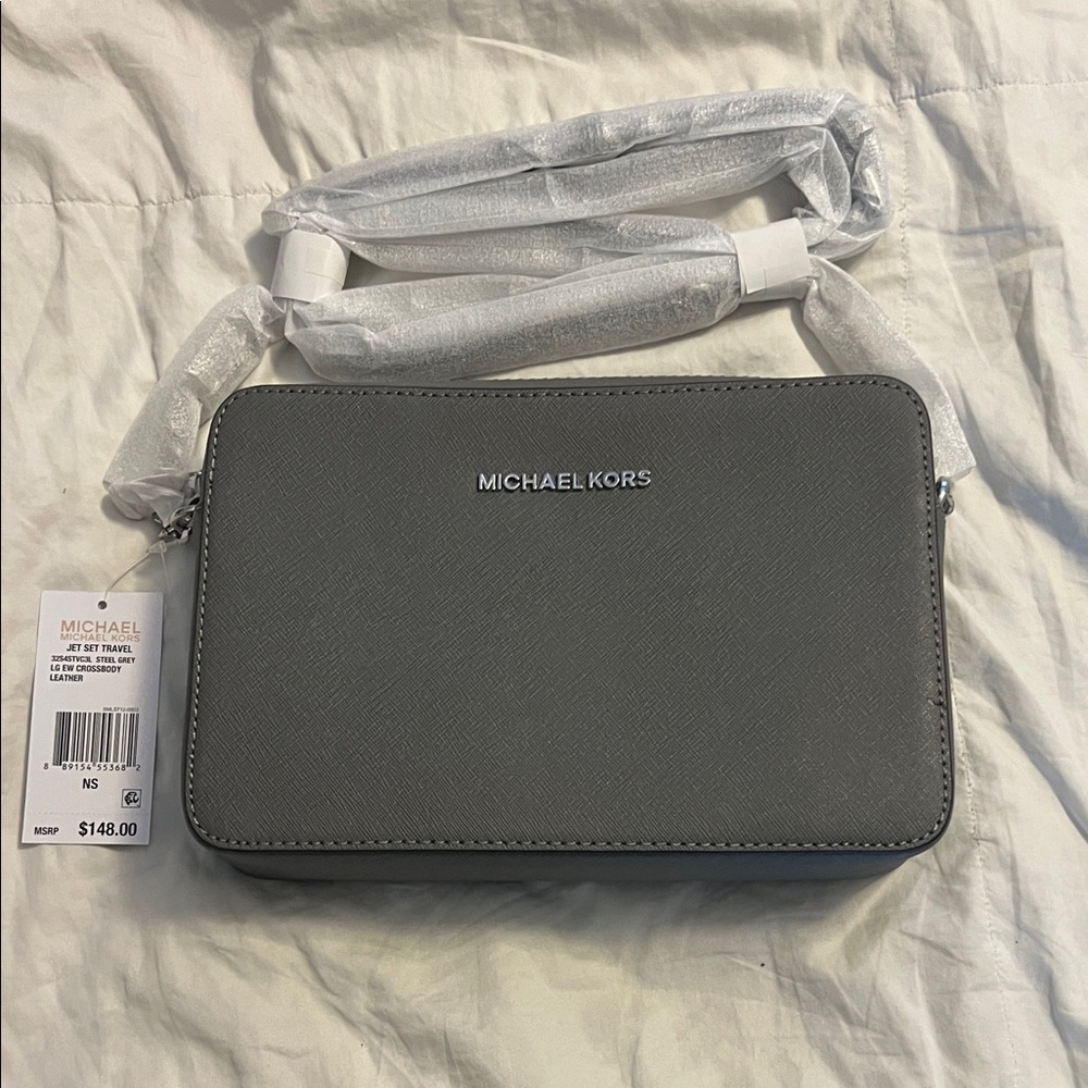 Michael Kors Charcoal Grey Crossbody with Silver Hardware